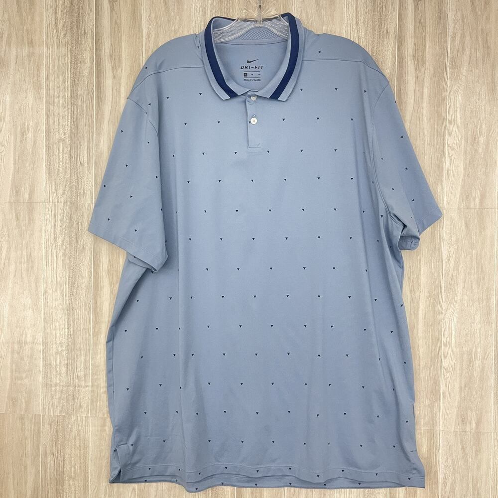 Nike Dry Victory Golf Polo Shirt Mens XL DRI-FIT Blue Geometric All Over Print